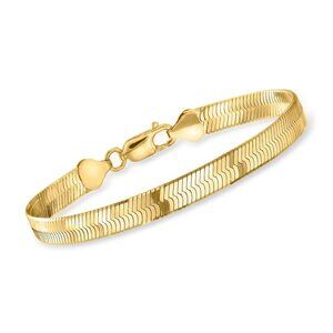 6mm Herringbone Gold Over Sterling Bracelet 7in Lobster Clasp